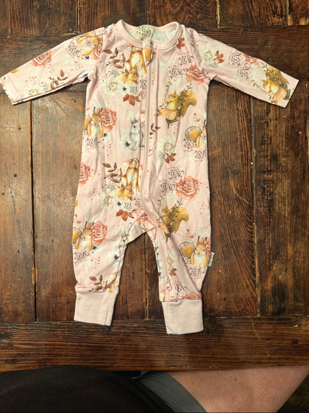 Ma-ia Family Forest Animal Light Pink Zip-Front Sleeper